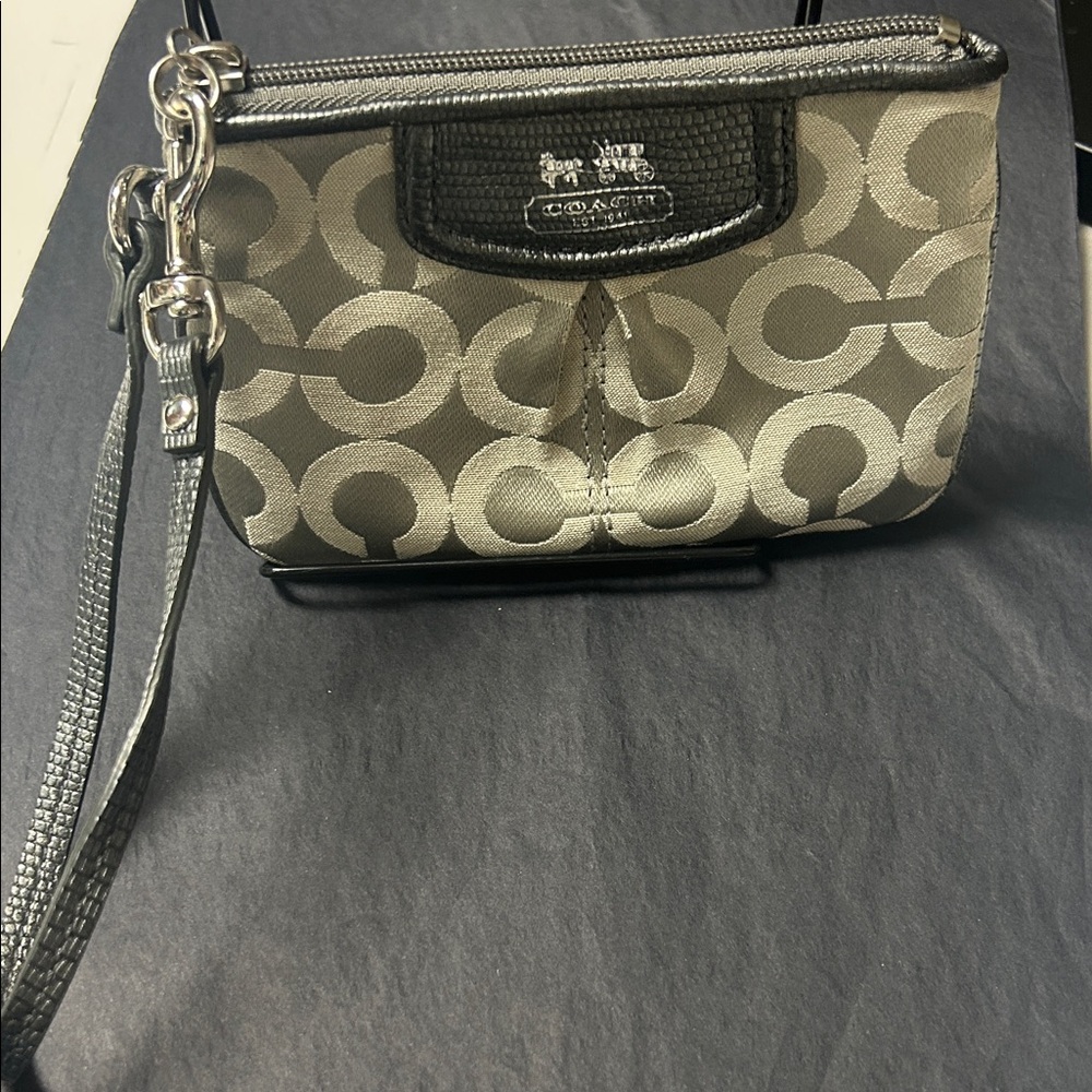 Coach Black and Gray Signature Wristlet
